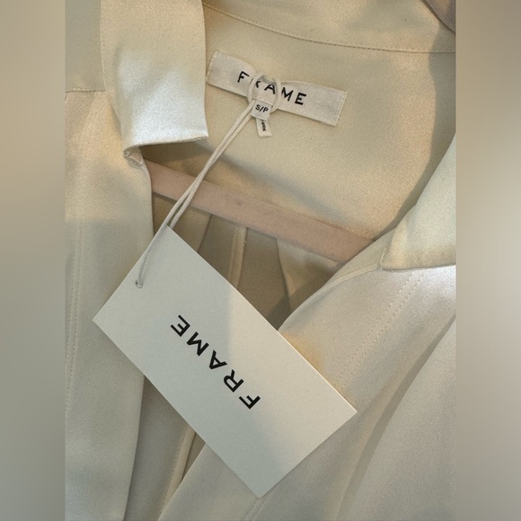 FRAME Silk Kaftan Maxi Dress White - Picture 10 of 12